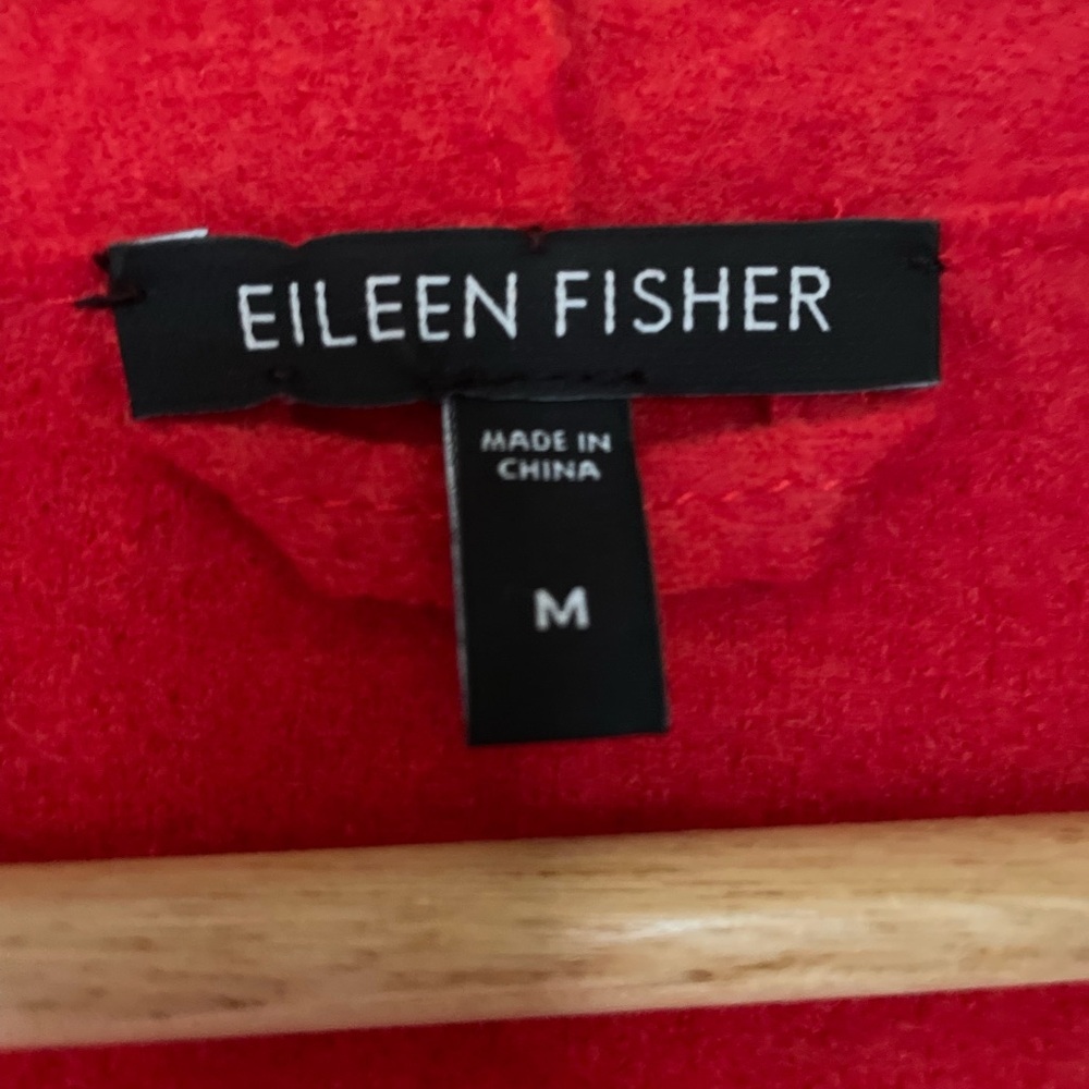 Eileen Fisher Boiled Merino Wool Open Sweater, red,
Medium - Picture 7 of 8